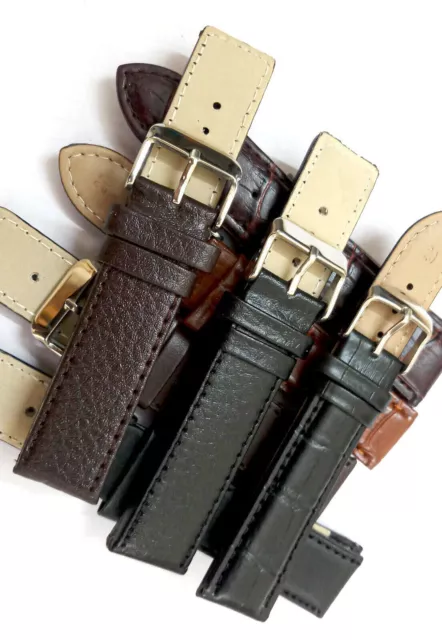 5 Pair of 18 mm genuine leather watch straps wholesale job lot free spring bars