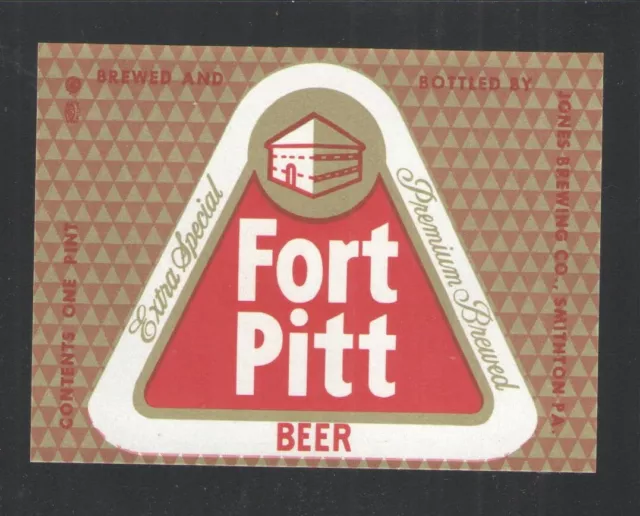 Fort Pitt Extra Special Beer 1 Pint Label Smithton Pa { Vintage Unused }