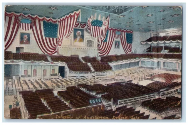 c1910 Interior Auditorium Mammoth Building Interior Denver Colorado CO Postcard