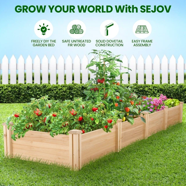 WOODEN RAISED GARDEN BedOutdoor DIY Elevated Planter Box for Flowers