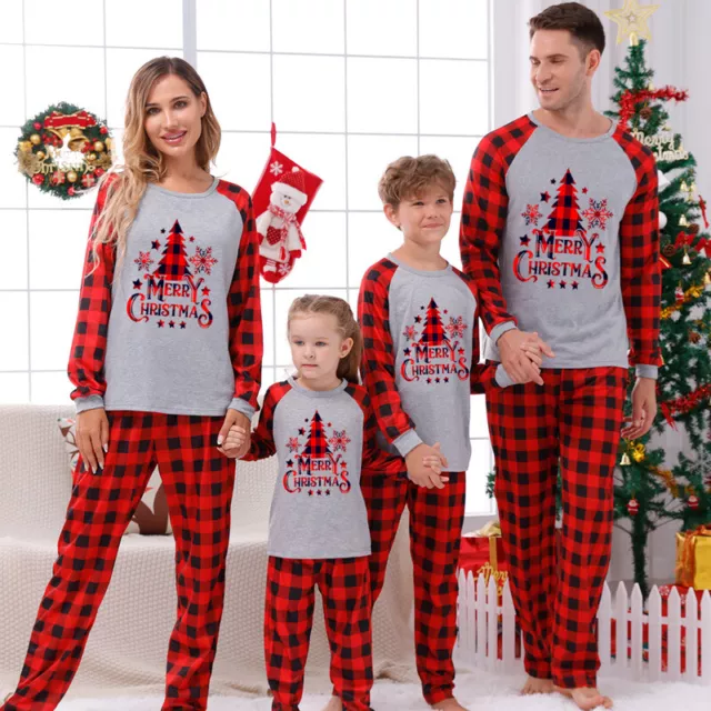 New Family Matching Adult Kids Christmas Pyjamas Xmas Nightwear Pajamas PJs Sets