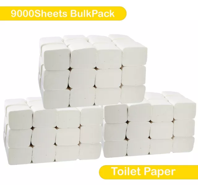 Toilet Tissue Paper Flat Sheets Bulk Pack Tissue 2 ply, 9000 White folded sheets