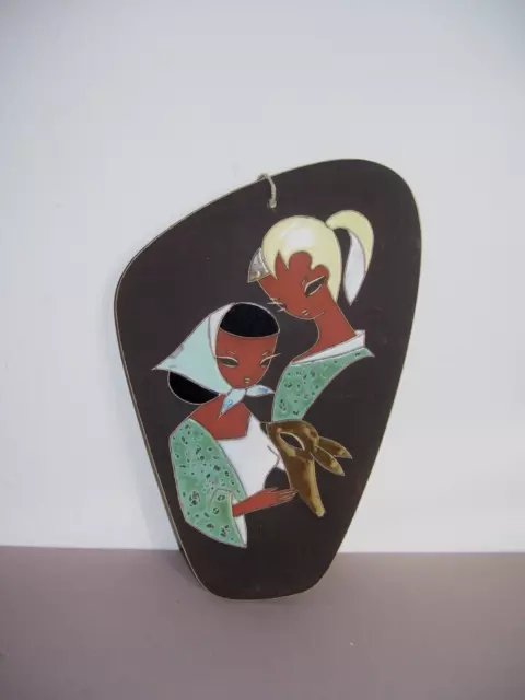 Wandteller orig. Kiechle signiert Emailliert 50er Keramik Vintage Mid Century