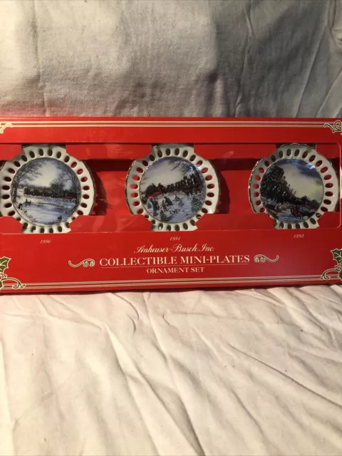 anheuser busch 1991 collectible mini plates ornament set