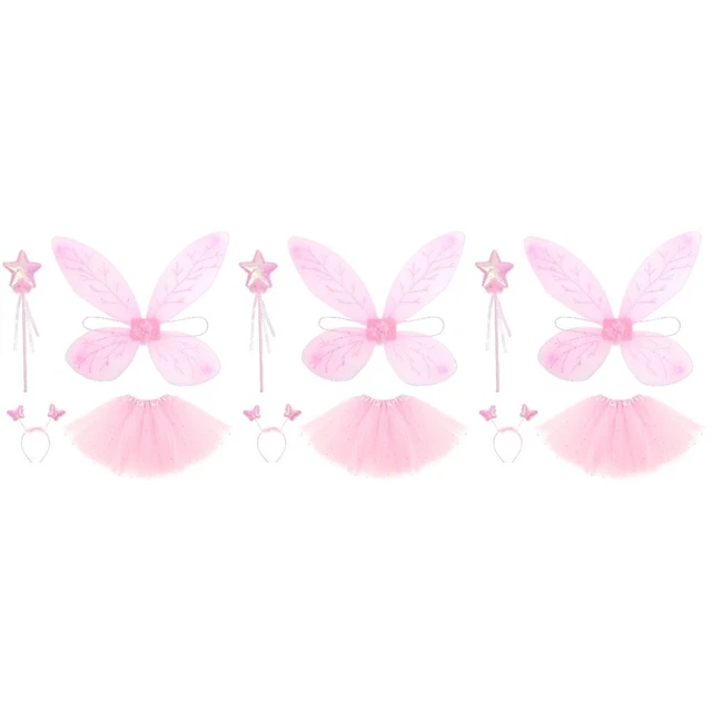 3 Sets Prinzessinnenkleid Mit Flügeln Kostüm Flügel Stirnband Kind Mädchen