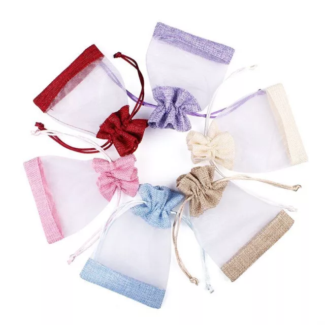 50pc Lino Organza Puntadas Cordón Joyería Pack Bolsa Para Regalos