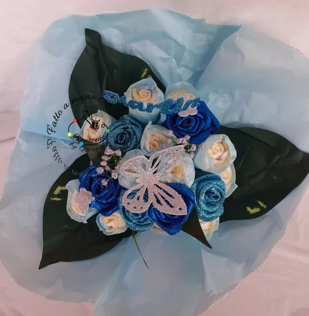 Torta Di Pannolini MyBambini Bouquet Rosa - Regalo Nascita E Baby Shower Per Bambina, Con Pannelli E Accessori