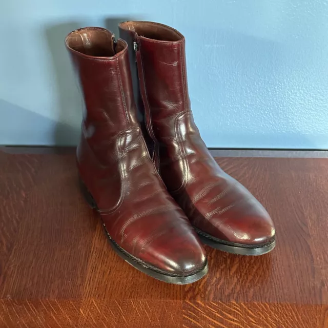 Allen Edmonds Andover Men's Side-Zip Leather Boots Nice Patina Size 10.5 B