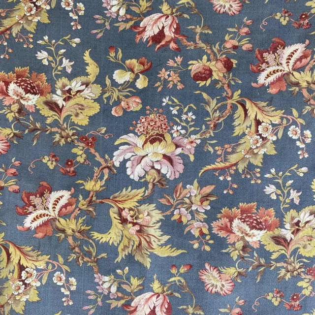 Belle Epoque Cretonne Fabric Antique French printed cotton stylized floral desi