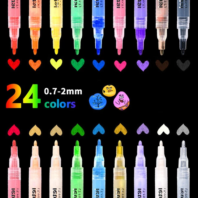 24 Colors Acrylic Paint Pens Waterproof Permanent Marker Pens Acrylic Pens f ql