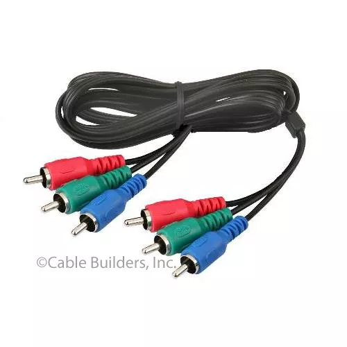 6FT COMPONENT VIDEO CABLE 3 RCA RED GREEN BLUE RGB COAXIAL for HDTV DVD VCR COAX