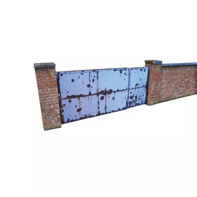 6ft INDUSTRIAL RED BRICK WALL & GATES CARD KIT- TT SCALE TRIANG MODEL RAILWAYS