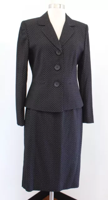 Tahari ASL Levine Black Diamond Woven Blazer & Skirt Suit Set Size 8 Career