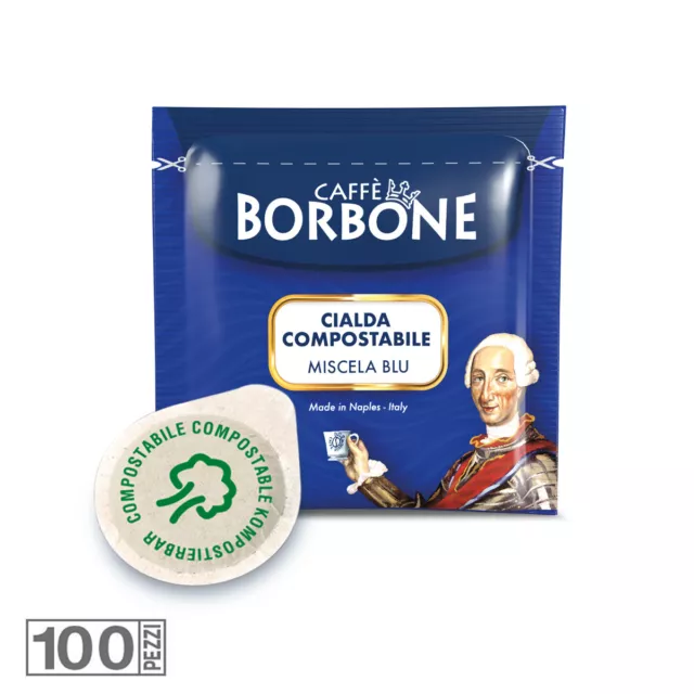 100 Dosettes Caffe' Borbone Mélange Bleu Ese 44 MM Papier Unidoses Filtre Gusto