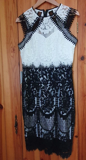 LIPSY VIP MONO Lace Embroided Midi Dress Uk SIZE 12 NEW with tags 40.00 PicClick UK