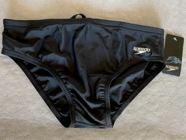 SPEEDO PowerFLEX Eco Men's Black Swim Briefs Fully Lined Size 34  NWT!