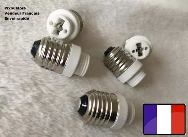 2 adaptateurs b22 a e27 douille lampe ampoule led adaptation culot
