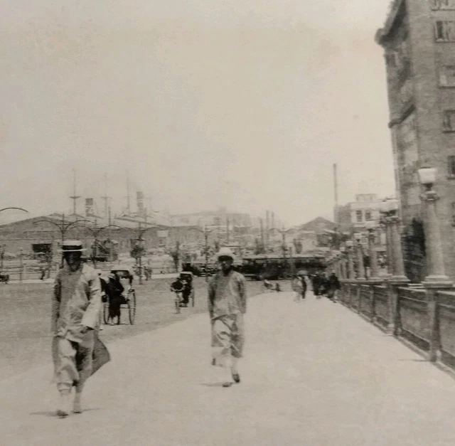 Dairen Dalian Old China RPPC Photo Postcard   Veiw Of Pier Chinese Men Walking