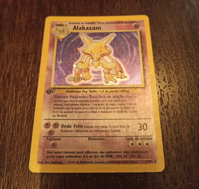 CARTE POKÉMON ALAKAZAM holo 1/102 Set de Base FR EUR 50,00 PicClick FR