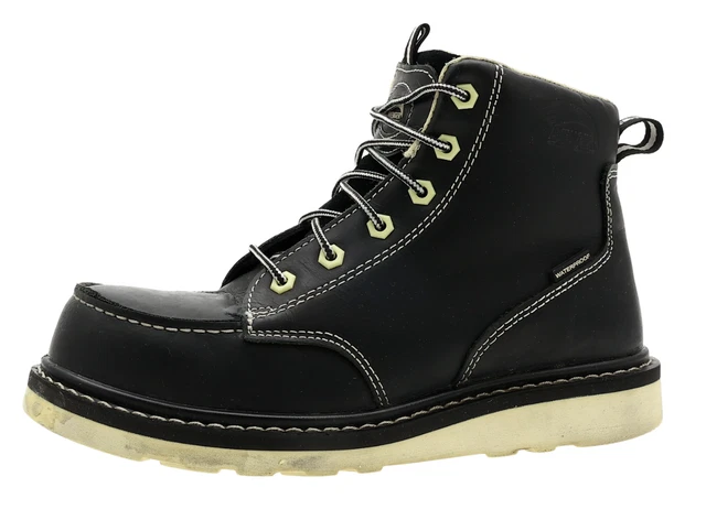 Avenger N2787* Women's Black Leather Wedge Carbon Toe Work Boots Size 8 W