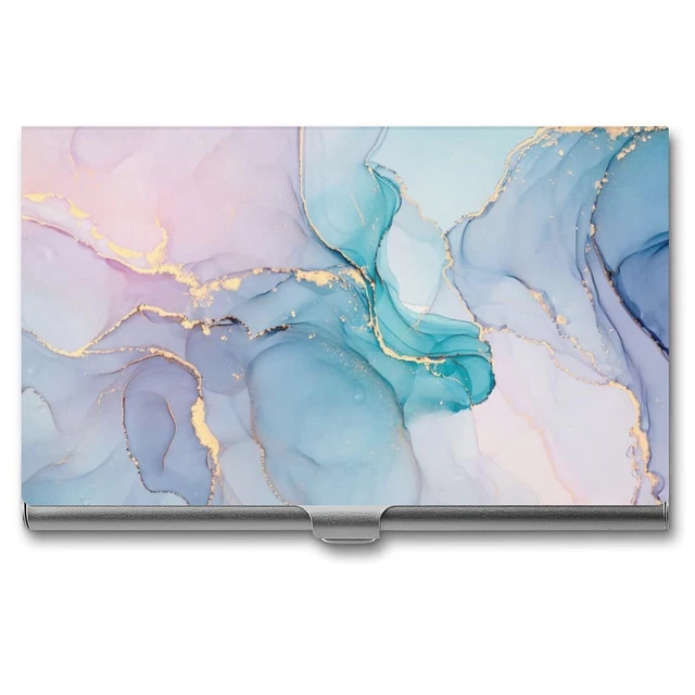 Business Card Holder, Marble Pocket Box, Metal Aluminum Personalized
