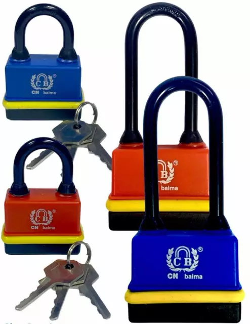 Heavy Duty Padlock Long Shackle 40-60mm Waterproof 3 keys Security Outdoor Shed