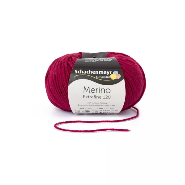 MERINO EXTRAFINE 120 von Schachenmayr - WEINROT (00132) - 50 g / ca. 120 m Wolle