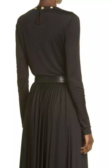 St. John Collection 302460 Ruched Long Sleeve Jersey Top in Black Size L 2