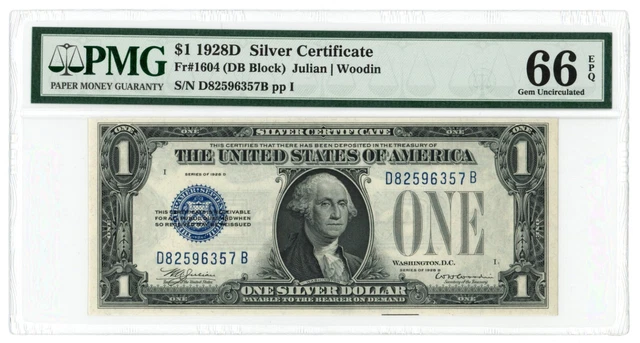 Fr.1604 Series 1928D $1 Silver Certificate PMG 66EPQ (59268)