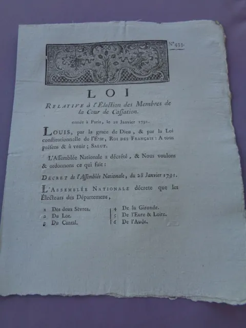 Ley A Elección Miembros De de La Patio de Casación 1791