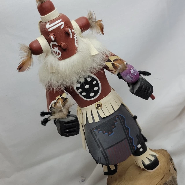 Muñeca Kachina Mud Head 10 tallada a mano firmada