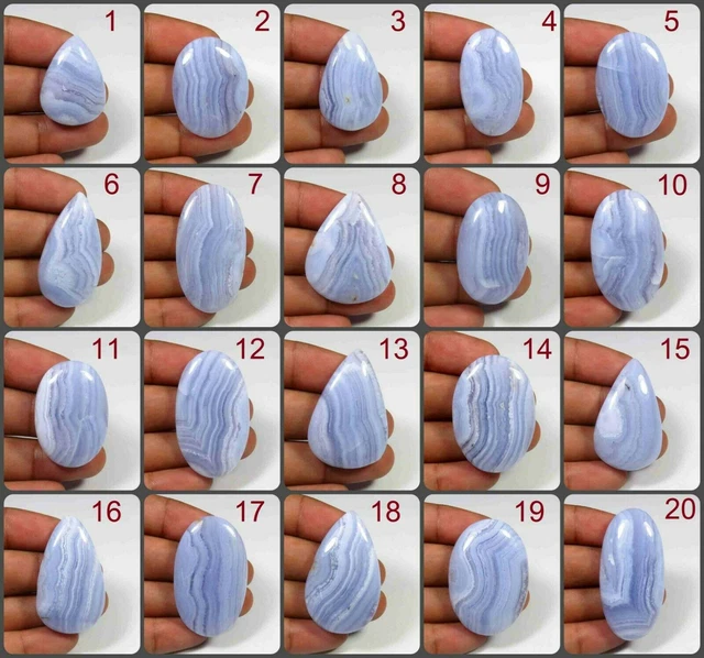 Natural Blue Lace Agate Cabochon Mix Shape Polished Smooth Gemstone Jewelry DU-A