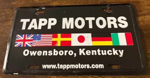Tapp Motors Dealership Booster License Plate Owensboro Kentucky Dealer