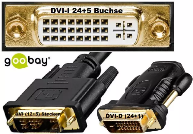 Adapter DVI I (24+5) 12+5 DVI D (24+1) mini DP VGA HDMI Buchse Stecker goobay®