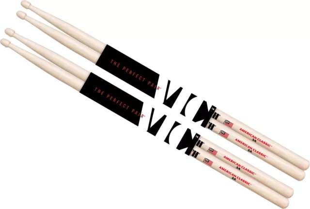 Vic Firth American Classic 5A Hickory Drum Sticks Wood Tip 406mm Teardrop 2 Paar