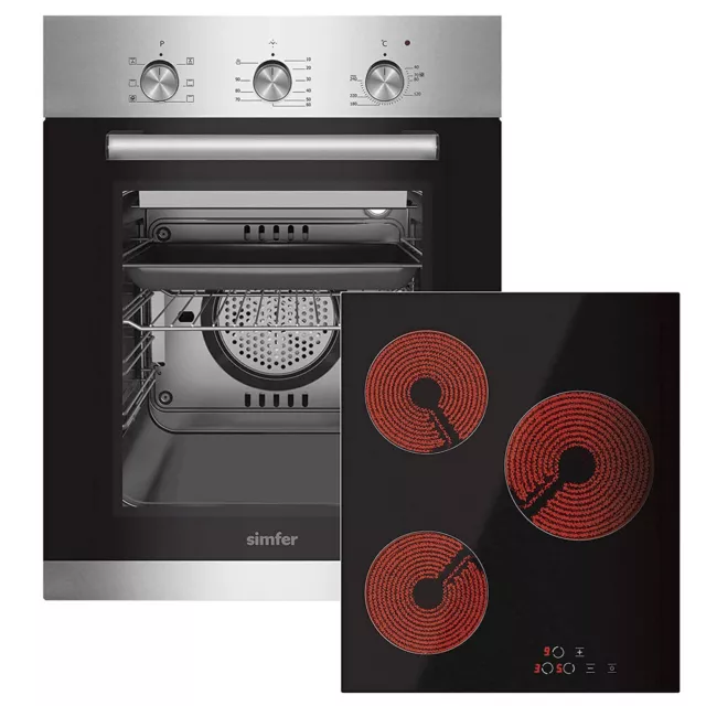 Einbau Herdset Backofen Kochfeld 45 cm 6 Funktionen Glaskeramikkochfeld Umluft