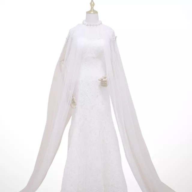 Bride Mesh Cape Long Cloak for Wedding Shawl Cover up Evening Dresses Tassel