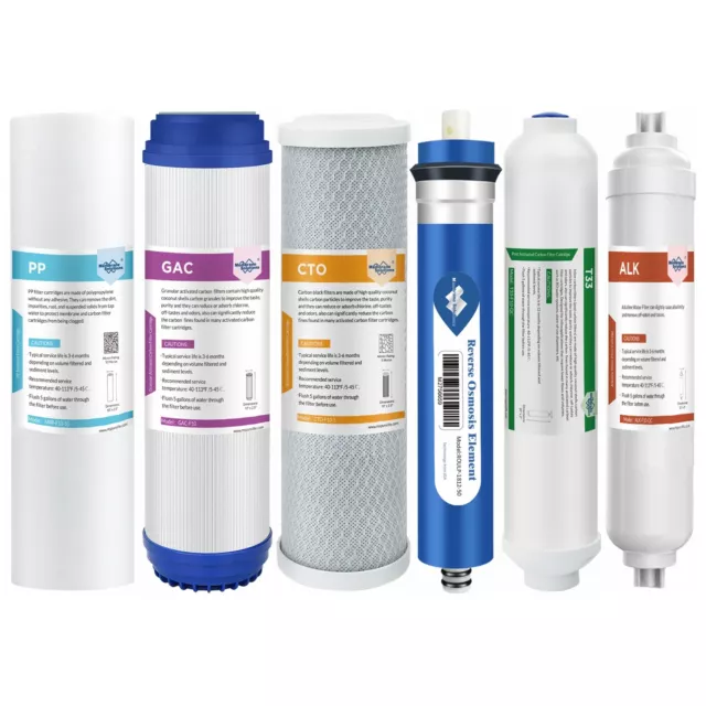 4/5/6 Stage 50/75/100 GPD Reverse Osmosis System RO Water Filter Replacement Set