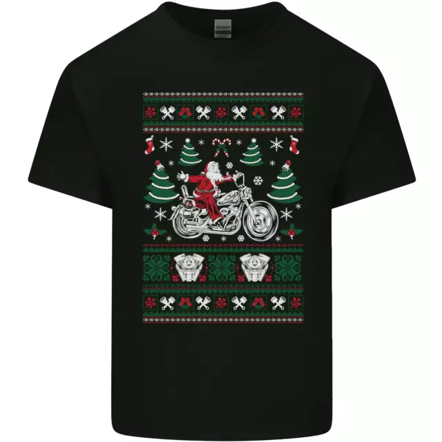 Christmas Biker Santa Motorbike Motorcycle Mens Cotton T-Shirt Tee Top