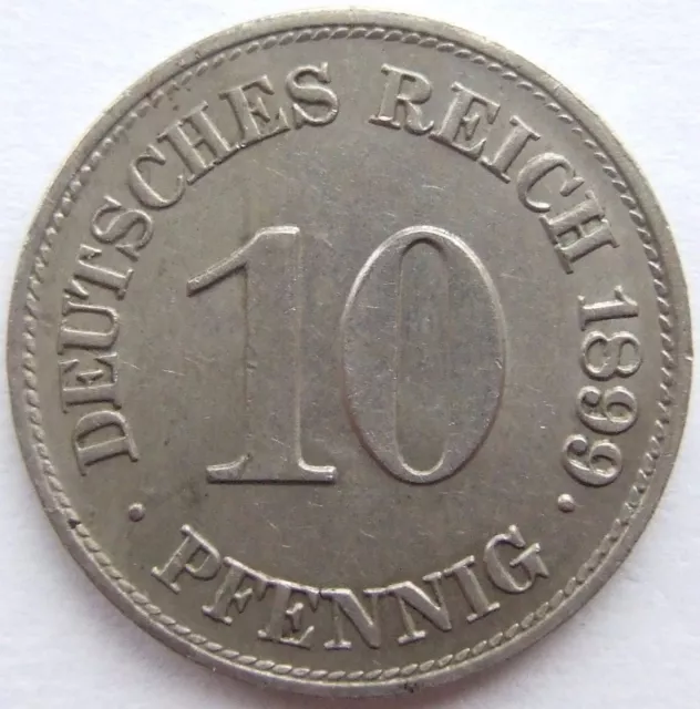 Moneta Reich Tedesco Impero Tedesco 10 Pfennig 1899 E IN