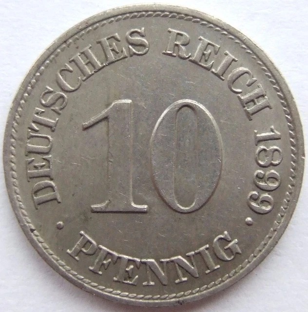 Moneta Reich Tedesco Impero Tedesco 10 Pfennig 1899 E IN