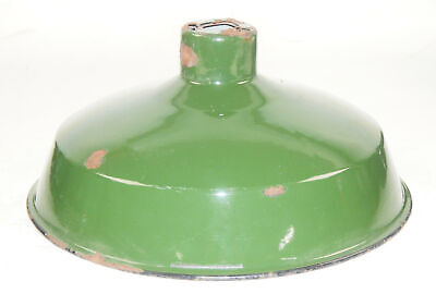 Vintage Metal Shop Light Shades Green Porcelain Enamel D=14" Garage Industrial B 3