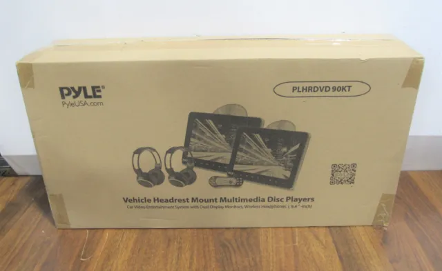 New Pyle Model PLHRDVD90KT Dual Vehicle Headrest Mount DVD Player System