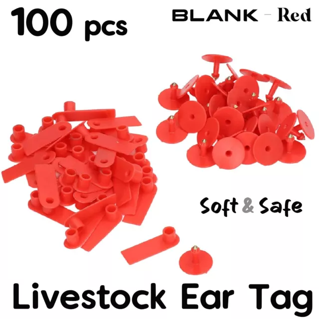 100 Pack Blank Ear Tag for Animal Goat Sheep Pig Cow Cattle Livestock Label Red