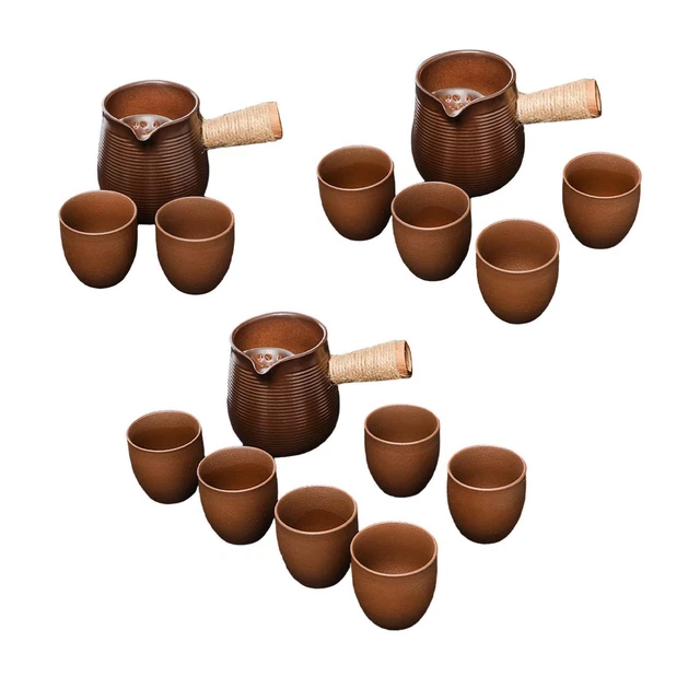 Théière en céramique avec tasse à thé avec poignée anti-brûlure pour camp