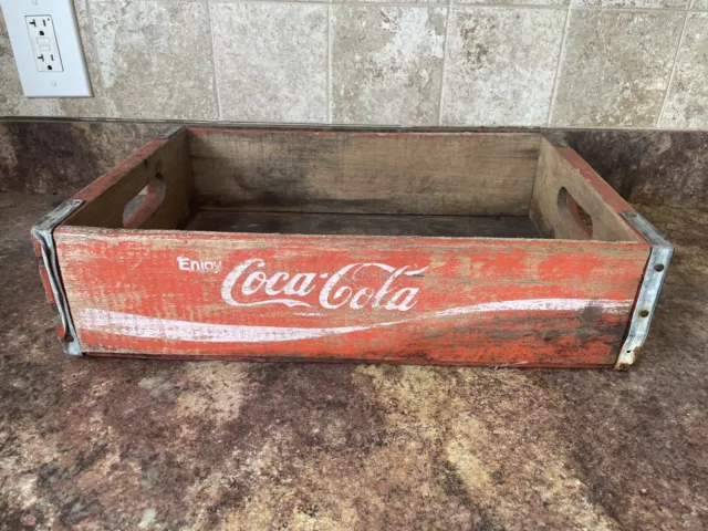 Vintage 1970's Enjoy Coca Cola Coke Wooden Red Crate Carry Tray Box Tennessee