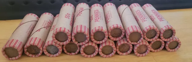 Sealed Wheat Penny Roll! Wheat Cent Lot 1909-1958 50 Vintage Coins PDS Steel USA