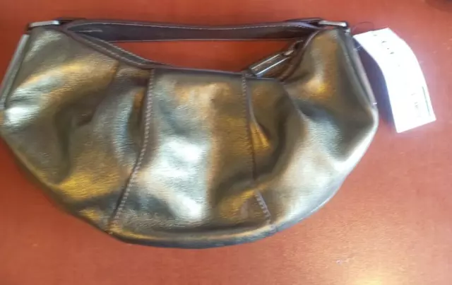 calvin klein flash mini crescent metallic bronze purse 11" x 6"  new with defect