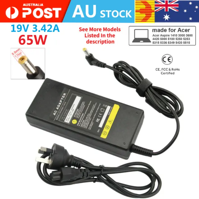 19V 3.42A 65W Laptop Notebook Power Supply Charger Adapter for Acer Aspire 5315