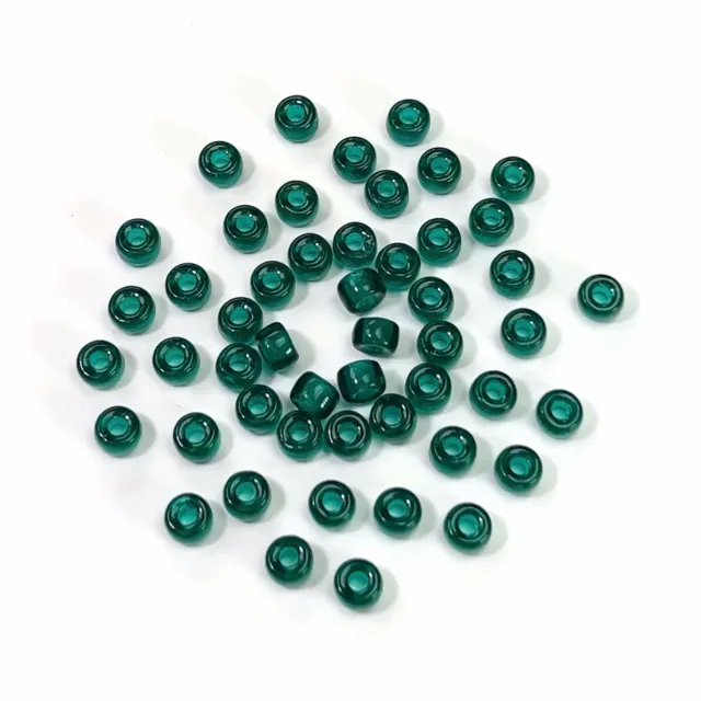 Czech Glass Druk Large Hole Beads 6mm, Emerald green color, 50pc J096